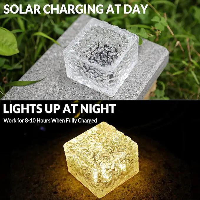 Solar Brick Lights - Outdoor Waterproof Patio Decor, 2.8 * 2.8in Garden Lights for Outside 4 Packs, Patio, Yard, Walkway, Pathway by GreenHaven Gardens