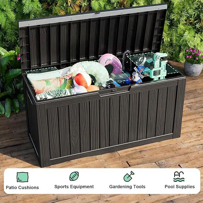 80 Gallon Outdoor Storage Box – Waterproof Deck Box for Garden & Patio,Black by GreenHaven Gardens