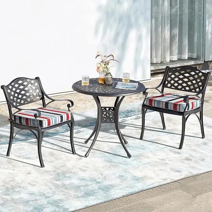 LVTXIII Patio Chair Cushions 22"x22"x3", Water-Repellent Outdoor Seat Cushions for Patio Furniture, Square Chair Pads with Ties for Home Garden Decoration, Set of 2, Stripe Red Blue by GreenHaven Gardens