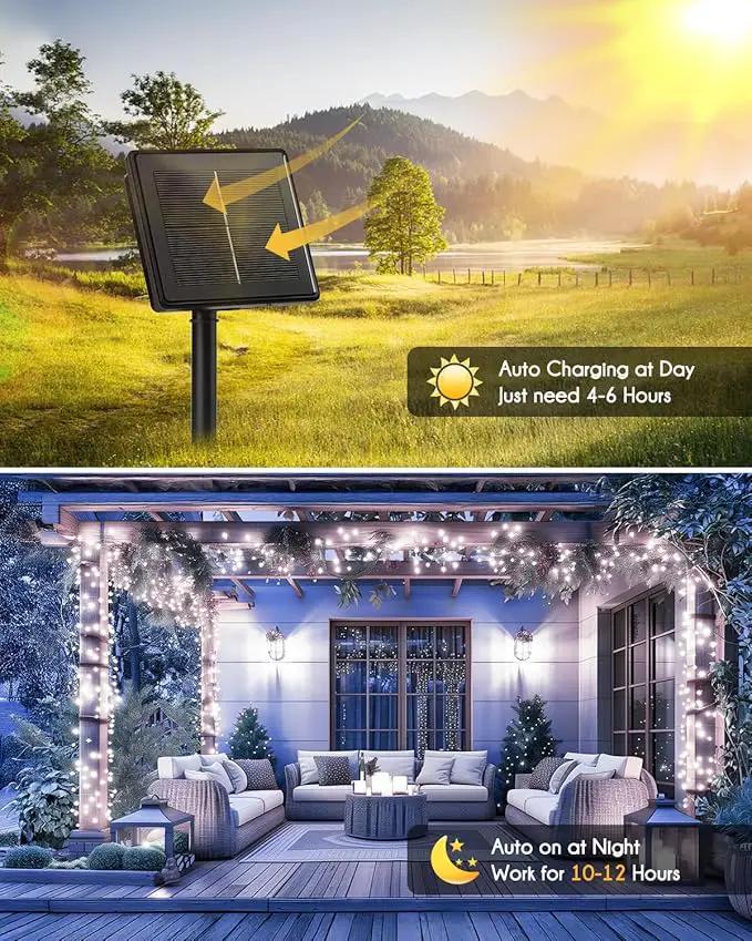 Brightown Solar String Lights for Outside, 19.6Ft 240 LED Solar Fairy Lights for Outdoor Waterproof with 8 Modes for Patio Party Garden Yard Home, Pure White by GreenHaven Gardens