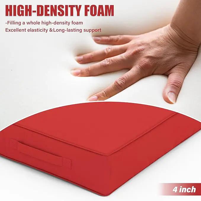 Patio Chair Cushions 22 X 22 X 4 Inch Waterproof Outdoor Seat Cushions for Patio Furniture, Outdoor Sofa Couch Pads with Ties & Handle, Set of 2, Red by GreenHaven Gardens