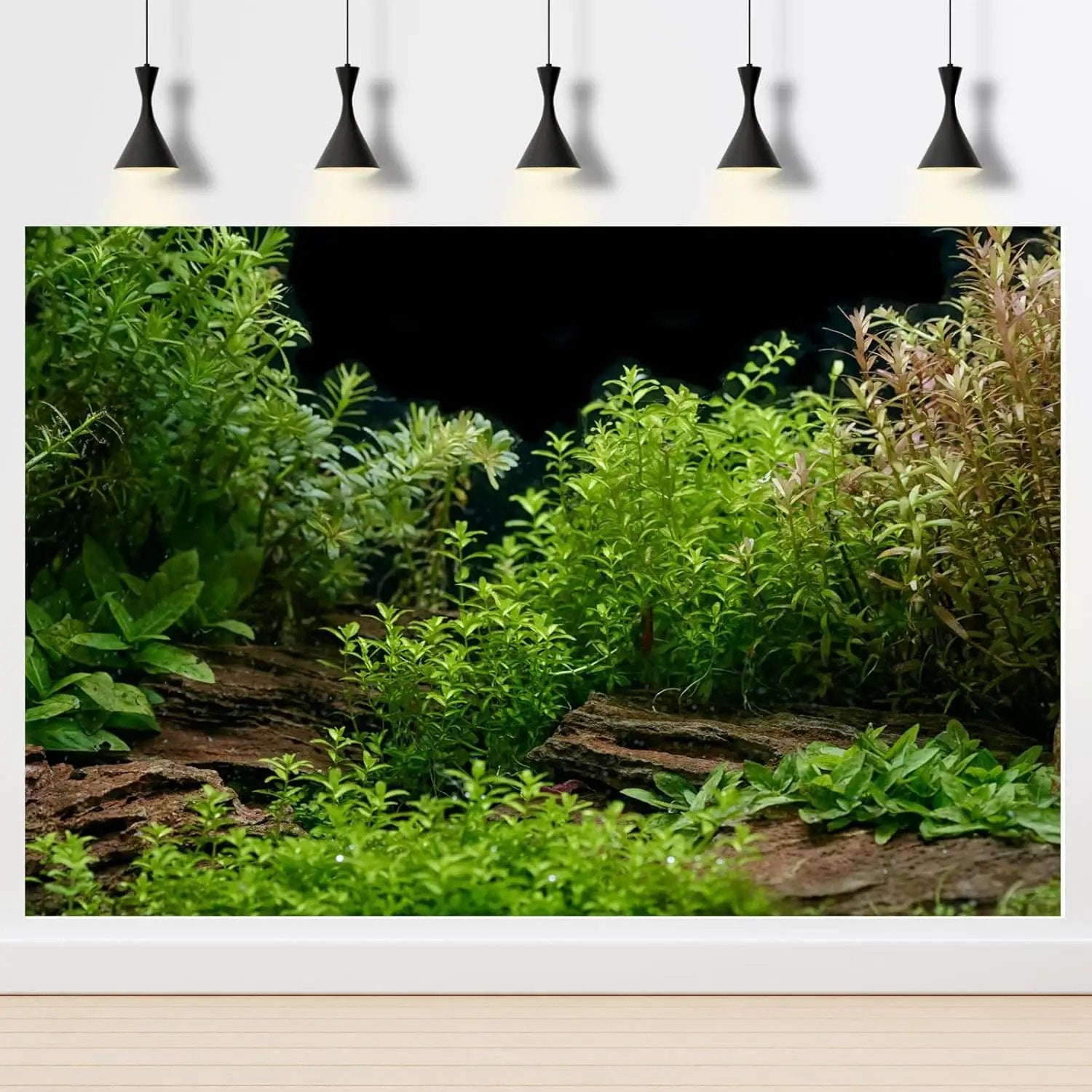 Aquarium Background Underwater Green Grass Leaves Stone Fish Tank Background Vivid Green Aquatic Plant Terrarium Backdrop Stone River Bed and Lake Fish Tank Wallpaper 30x12in by GreenHaven Gardens