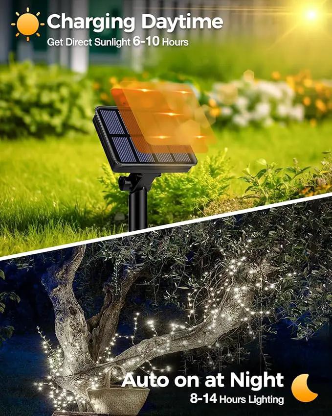 6 Pack Solar Fairy Lights for Outside Waterproof, 49FT/15M 150LED Solar String Lights Outdoor 8 Modes Solar Twinkle Lights for Garden Yard Christmas Tree Wedding Party Decor, Cool White by GreenHaven Gardens