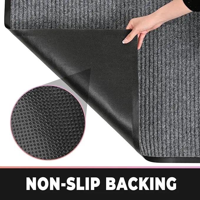 fani Heavy Duty Large Outdoor Indoor Entrance Doormat Waterproof Low Profile Entrance Rug Front Door Mat Patio Anti-Skid Rubber Back, 35x60 inch (Light Grey) by GreenHaven Gardens