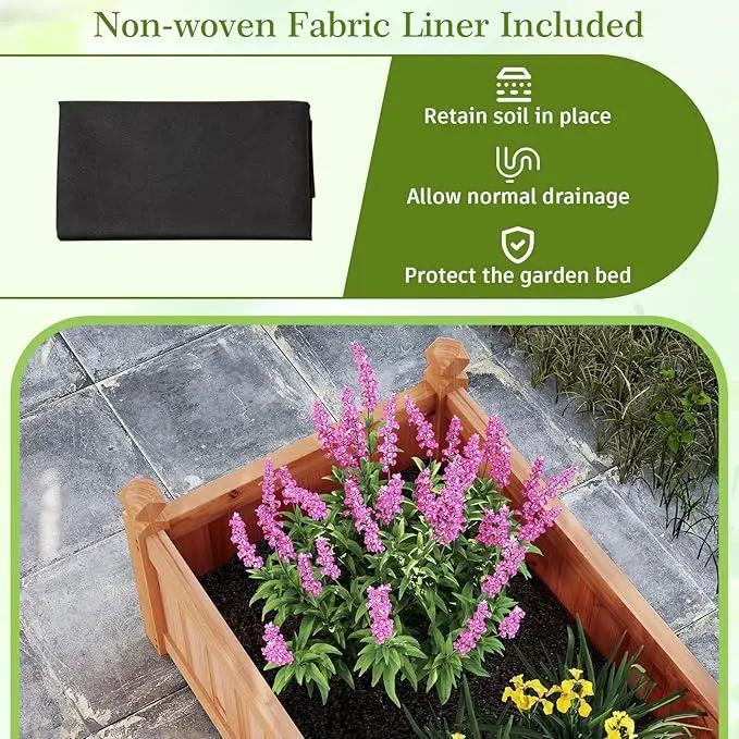 HAPPYGRILL Raised Garden Bed, Wood Elevated Flower Box with 8 Drain Holes, Liner, for Flowers, Vegetables, Herbs, Fruits, Outdoor Planter Box for Backyard, Garden, Lawn, 89" x 23.5" x 16" by GreenHaven Gardens