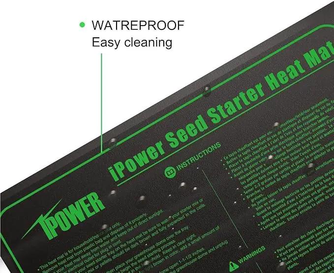 iPower GLHTMTL-A 48" x 20" Waterproof Durable Seedling Heat Mat Warm Hydroponic Plant for Indoor Gardening Germination Starting, Black by GreenHaven Gardens