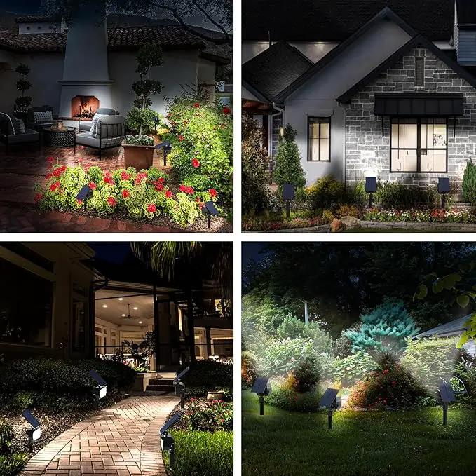 Solar Spot Lights Outdoor Waterproof IP67, 6 Pack - 50 LED Adjustable Solar Powered Landscape Spotlight with 3 Lighting Modes, Stake Light for Outside Yard Lawn Pathway Tree (Cool White) by GreenHaven Gardens