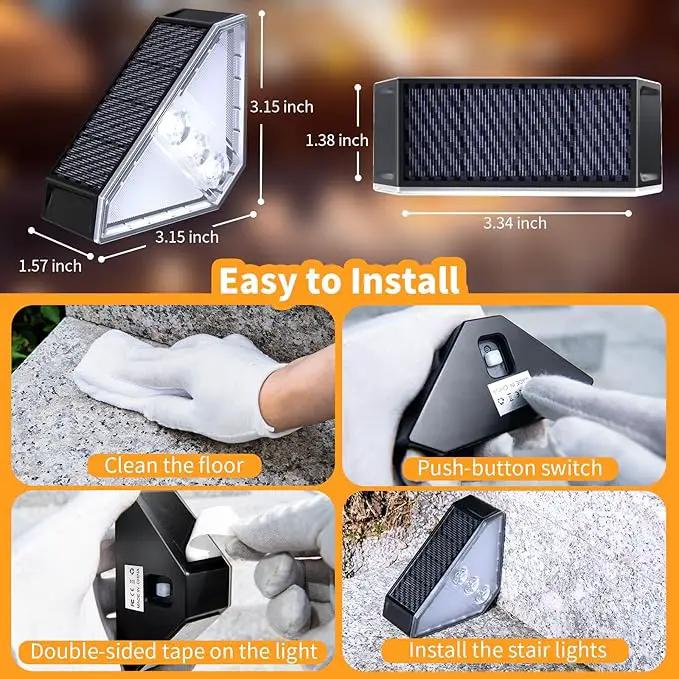 KINKAI 6 Pack Solar Stair Lights, Outdoor Triangle Step Light Waterproof Deck Lighting for Outside, Step Front Door Porch Yard Patio Decor (White Light) by GreenHaven Gardens