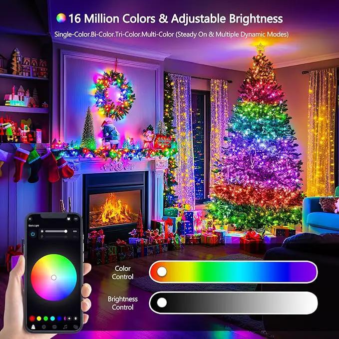 JMEXSUSS 200 LED RGB String Light Outdoor Indoor, Christmas Lights Outdoor Clear Wire Christmas Lights Plug in for Bedroom Tree Room Party Birthday Decorations by GreenHaven Gardens