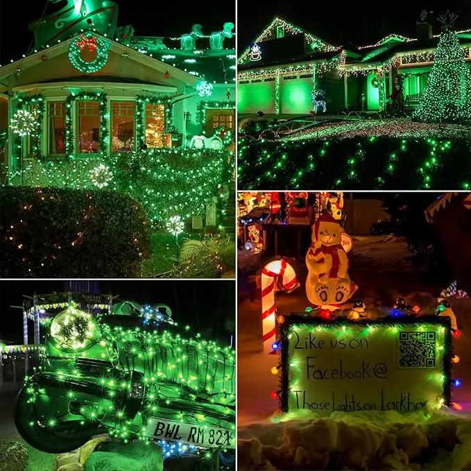 Green C7 LED Christmas String Lights, 25FT Shatterproof Christmas Lights with 25+1 Bulbs, Outdoor String Lights for Christmas Tree Patio Roofline Garden Yard Party Backyard Holiday Decorations by GreenHaven Gardens