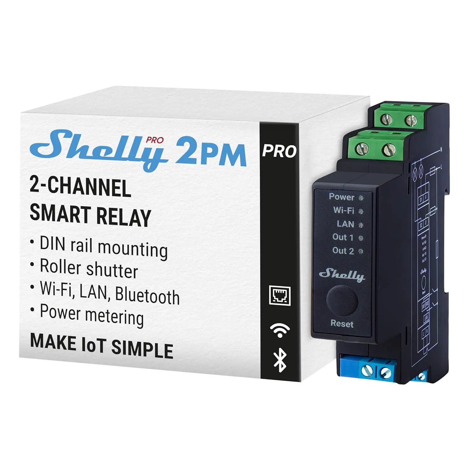 Shelly Pro 2PM | Wi-Fi & LAN 2-Channel Smart Relay with Power Metering | Home Automation | Compatible with Alexa & Google Home | iOS Android App | Remote Appliances Control & Monitoring by GreenHaven Gardens