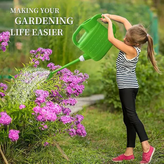 Qilebi 2 Gallon Watering Can for Outdoor Plants, Plant Watering Cans with Removable Long Spout and Stainless Steel Sprinkler Head, Large Plastic Watering Can for Garden Flowers Plants Light Green by GreenHaven Gardens