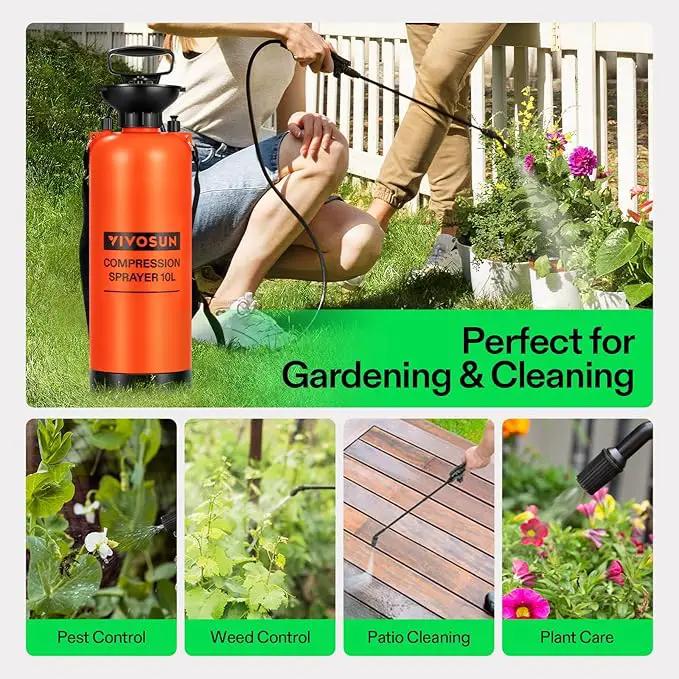 VIVOSUN 2.64-Gallon Pump Pressure Sprayer, Pressurized Lawn & Garden Water Spray Bottle with Adjustable Shoulder Strap, for Plants Spraying, Garden Watering and Household Cleaning by GreenHaven Gardens