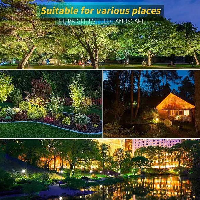 LED Landscape Lights,5W 120V AC Outdoor Pathway Garden Yard Spotlight,IP65 Waterproof Garden Flood Light,Outdoor Spotlight with Stake,UL Cord 5-ft with Plug (Pack of 4, Warm White) by GreenHaven Gardens
