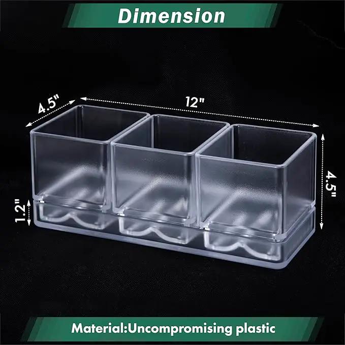 D'vine Dev Herb Garden Planter Set, Plastic Plant Pots with Drainage and Saucer, Indoor Succulent Cactus Vegetable Pot for Windowsill, Garden Balcony, Clear, Set of 1, 76-V-D-1 by GreenHaven Gardens