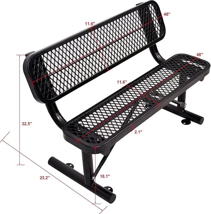 4/6/8 Feet Park Bench for Outside Heavy Duty Metal, Garden Benches Outdoor Bench with Backrest & Portable Frame, for Shopping Malls Stores Parks Patios Decks, Black by GreenHaven Gardens