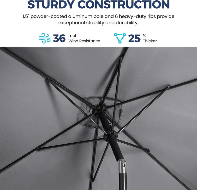 SUNVIVI OUTDOOR Patio Umbrella, 6.5' x 10' Rectangular Patio Umbrella, Metal Pole Square Outdoor Umbrella with Crank and Push Button Tilt, 6 Steel Ribs, Polyester Canopy by GreenHaven Gardens