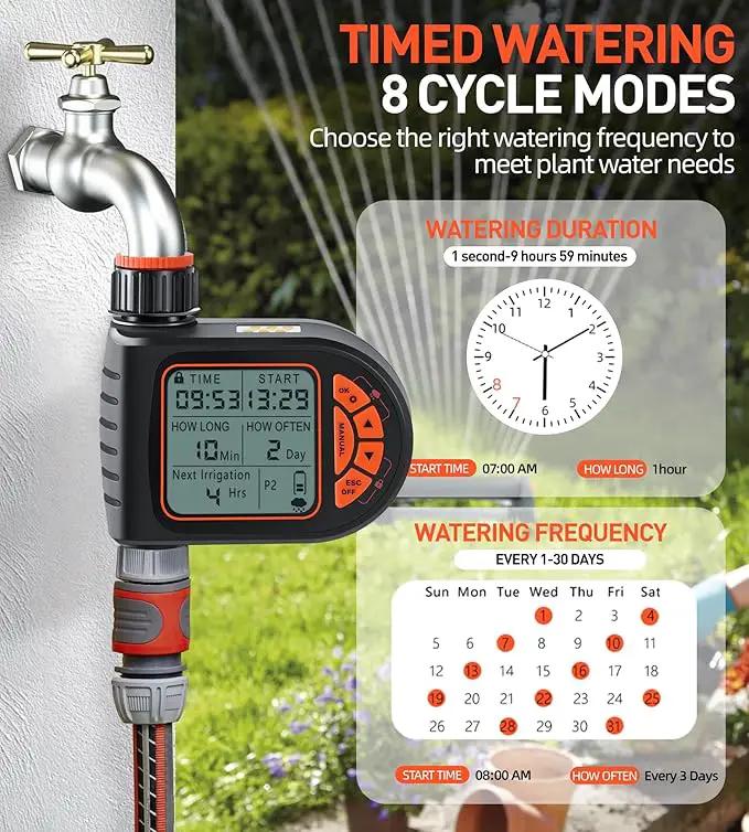 Oscillating Sprinkler with Irrigation Timer, Adjustable Sprinklers for Yard Large Area, Cover up to 3,600 sq. ft, Programmable Water Sprinkler Timer, Rain Delay Lawn & Garden Sprinklers Timer by GreenHaven Gardens
