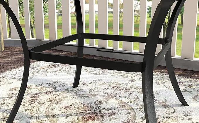 VICLLAX 53" Outdoor Round Patio Table for Lawn Garden, All Weather Metal Round Patio Dining Table with Adjustable Umbrella Hole, Patio Table for 8 Person, Grey Wood-Like Tabletop by GreenHaven Gardens