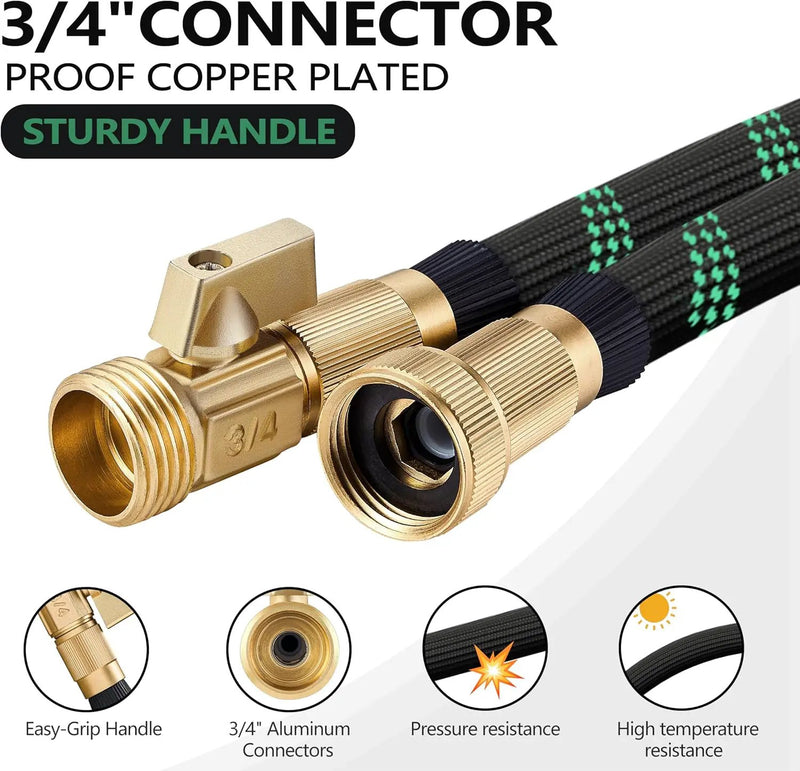 75 ft Garden Hose - 2025 New Upgraded Flexible Water Hose - Ultra Lightweight Kink-free Car Washing Pipe with 10 Function Sprayer and 3/4" Solid Brass Fittings - Durable,Leak proof Garden Hoses by GreenHaven Gardens