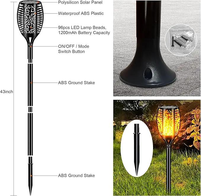 Upgraded Larger Solar Lights Outdoor Waterproof 96 LED, 43" Outdoor Lights, Solar Torch Light with Flickering Flame, Led Lights for Garden Decor, Patio, Yard, Pathway, 4Pack by GreenHaven Gardens