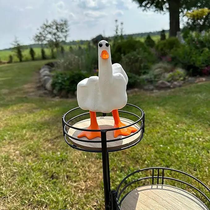 Middle Finger Duck You Figurine Middle Finger Desk Decor Funny Garden Decor Statues Figurines Ornaments for Home, Patio, Lawn, Yard, Office, Outdoor Decorations, Garden Gifts (White+Yellow) by GreenHaven Gardens