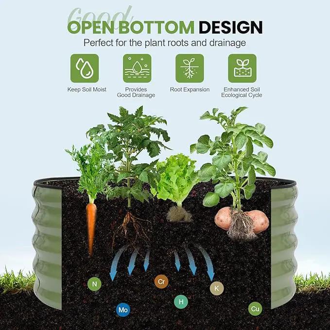 G GOOD GAIN Round Raised Garden Bed - 1Pcs 3x3x1.4ft Galvanized Steel Planter Boxes Outdoor with Rubber Edge Trim | Metal Raised Beds for Gardening Vegetables Flowers Fruits Herbs (Olive Green) by GreenHaven Gardens
