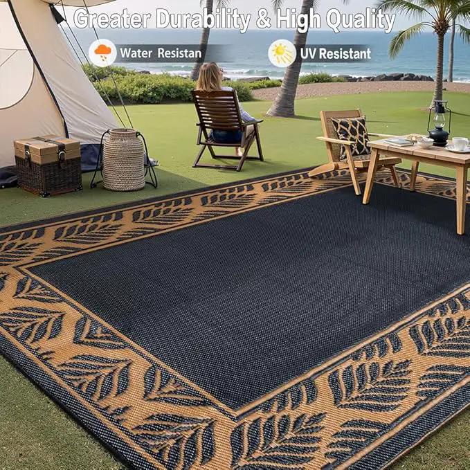 8x10 Patio Waterproof Outdoor Rug Outrside Camping Carpet RV Area Rug Reversible Brown Rugs for Deck Entryance Porch Picnic Balcony Beach by GreenHaven Gardens