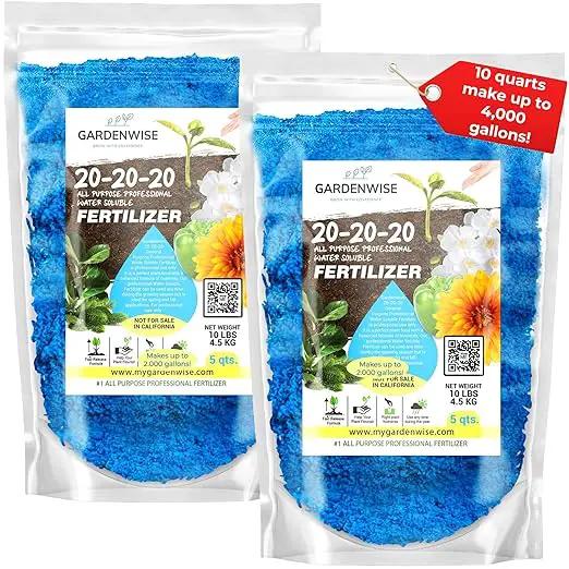 20-20-20 Water-Soluble Fertilizer – Powder for Liquid Plant Food for Indoor & Outdoor Plants, Orchids, Vegetables, Lawns, Flowers – 20 20 20 Fertilizer (10 QUARTS) by GreenHaven Gardens