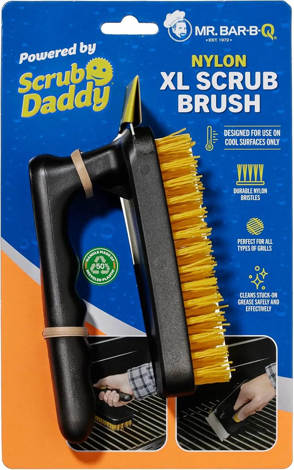 Mr. Bar-B-Q Nylon XL Scrub Brush Powered by Scrub Daddy by GreenHaven Gardens