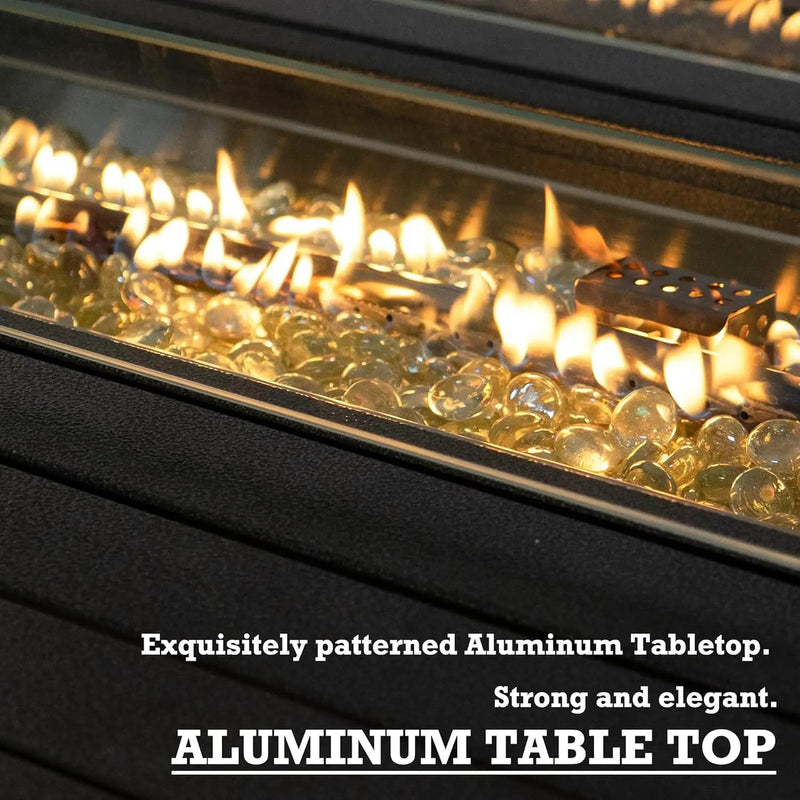 Kozyard Outdoor Patio Propane Gas Fire Pit Table - 50,000 BTU Wicker Design with Aluminum Tabletop, Glass Wind Guard, Clear Glass Rocks, and Slide Out Tank Holder - Ideal Patio Fire Table (Gray) by GreenHaven Gardens