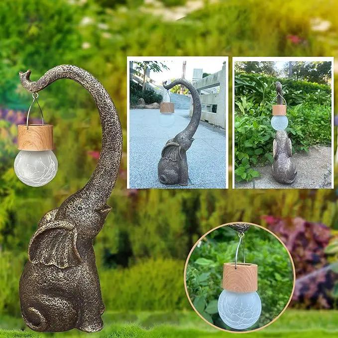 Elephant Statue Solar Garden Decor with Glass Ball Lights,Outdoor Elephant Decor for Birthday Gifts Women, Garden, Patio, Yard, Lawn by GreenHaven Gardens