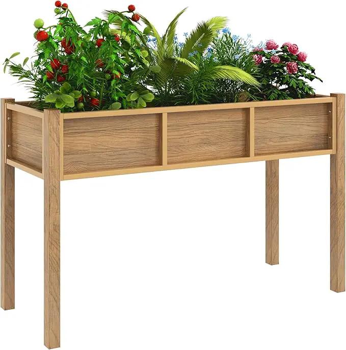 YITAHOME Raised Garden Bed, 47x18x31 Inch HIPS Poly-Wood Weather-Resistant Elevated Planter Box with Legs for Vegetable Flower, Brown by GreenHaven Gardens
