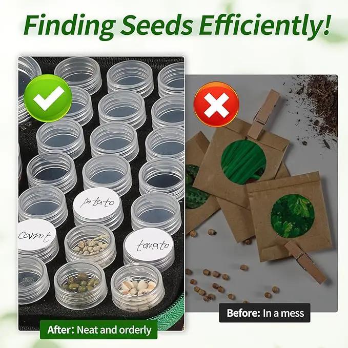 Seed Storage Box, Portable Seed Saving Box, Sturdy Seed Organizer Kit Seed Envelopes Funnel Label, Seed Container for Flower Plants Vegetable Seed, L-120 Slots by GreenHaven Gardens