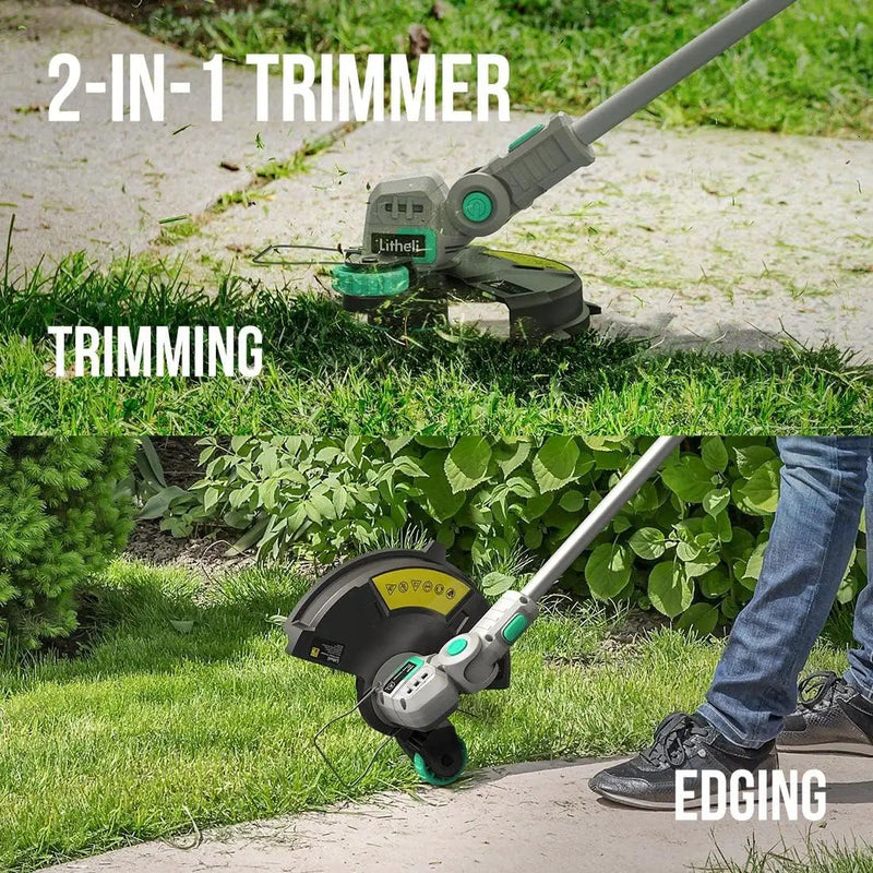 Litheli 20V Cordless String Trimmer and Edger, 12" Electric Weed Wacker with Auto Line Feed, Includes 2.0Ah Battery and Charger. by GreenHaven Gardens