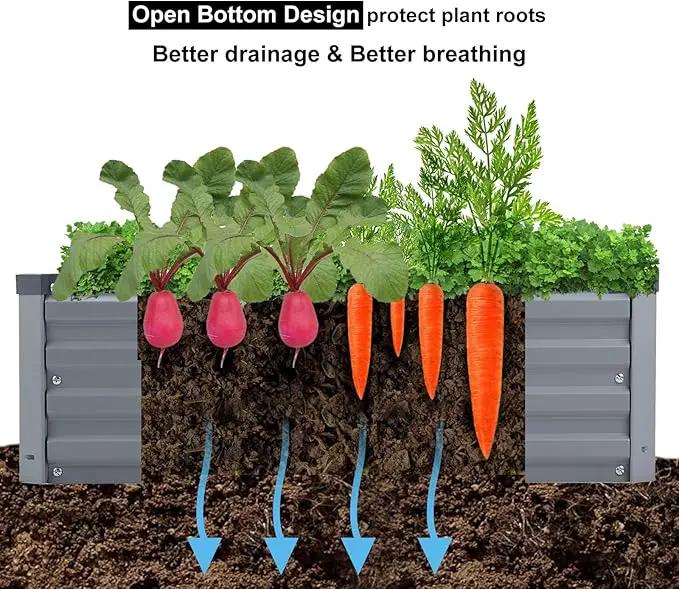 2 Pack 8x4x1FT Galvanized Raised Garden Beds Kit Outdoor Metal Gardening Planter Box for Vegetable Elevated Flower Herbs,Gray by GreenHaven Gardens