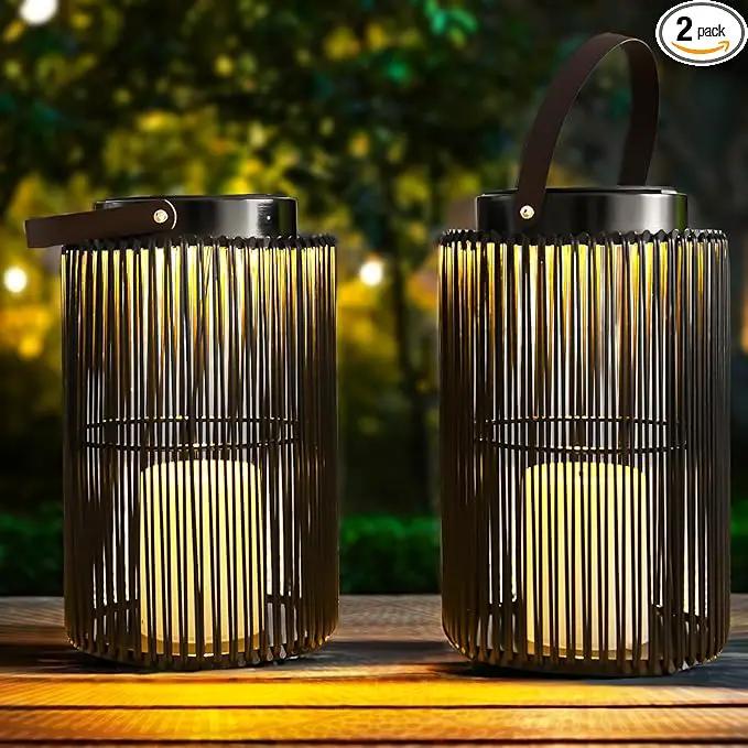 2 Pack Solar Lanterns for Outdoor Waterproof, ZBLUXBZ Outdoor Table Lamp for Outside Hanging Solar Lights, LED Garden Cordless Lights Perfect for Patio and Pathway Lighting (11-inch Height，Black) by GreenHaven Gardens