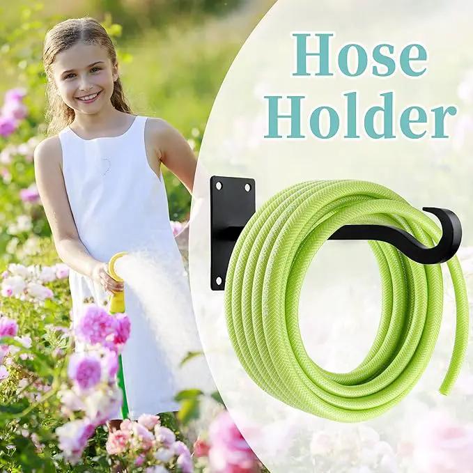Qiang Ni Bird Feeder Hanger: 8-Inch Wall-Mounted Plant Bracket Outdoor - 2 Pieces Black Plant Hooks for Hanging Flower Baskets by GreenHaven Gardens
