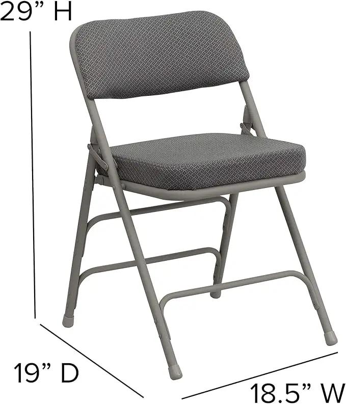 Flash Furniture Hercules Series Metal Folding Chairs with Cushioned Seat, Fabric Upholstered Event Chairs with 300-lb. Static Weight Capacity, Set of 4, Gray by GreenHaven Gardens