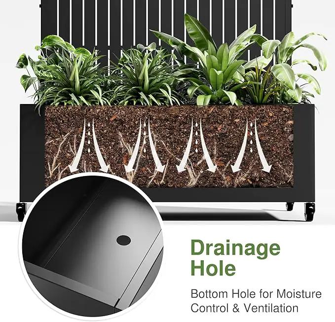 Casaphoria Metal Raised Garden Bed with Trellis and Wheels, 72"x47"x16" Arched Planter Box for Climbing Plants, Vegetables & Vines, Features Drainage Holes and Privacy Screen (Black-Fence) by GreenHaven Gardens