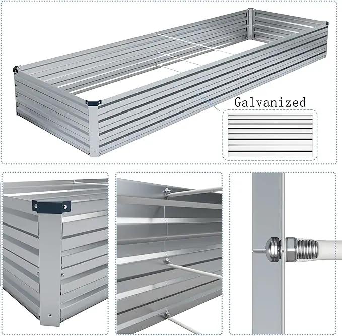 MGNO 2pcs 8x2x1FT Galvanized Raised Garden Bed-Outdoor Planter Box for Vegetables-Metal Garden Bed,Rectangle Planting Box for Herb,Flower by GreenHaven Gardens