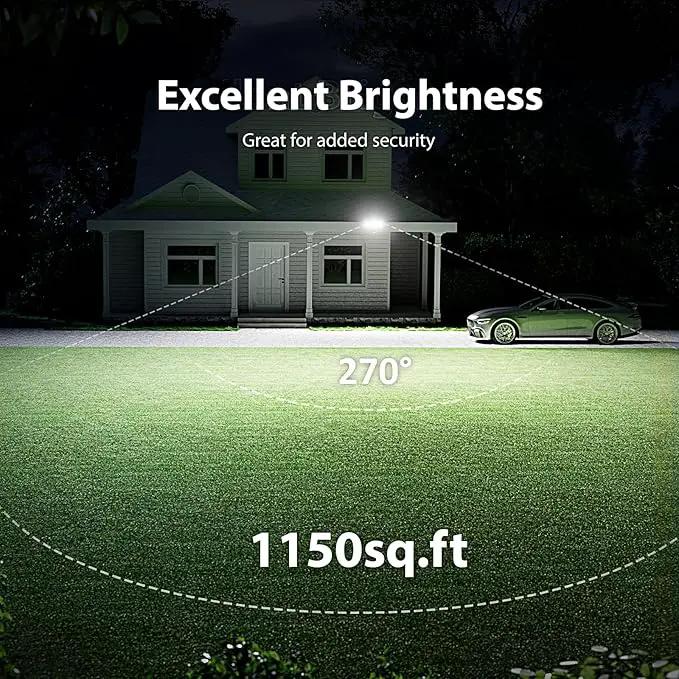 Onforu 3 Pack 65W LED Motion Sensor Outdoor Lights, Security Light Motion Outdoor Flood Light Fixture Detection Detector, 3 Adjustable Heads 6500LM 6500K IP65 Waterproof Exterior Garage Yard (Black)