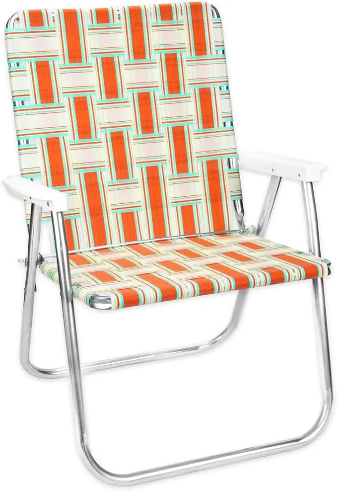 Lawn Chair USA Folding Aluminum Outdoor Patio Lawn Chair | Heavy-Duty Webbed Chairs for Camping, Sports, Beach, Yard & Tailgating | Lightweight Portable | Magnum - Surfside by GreenHaven Gardens