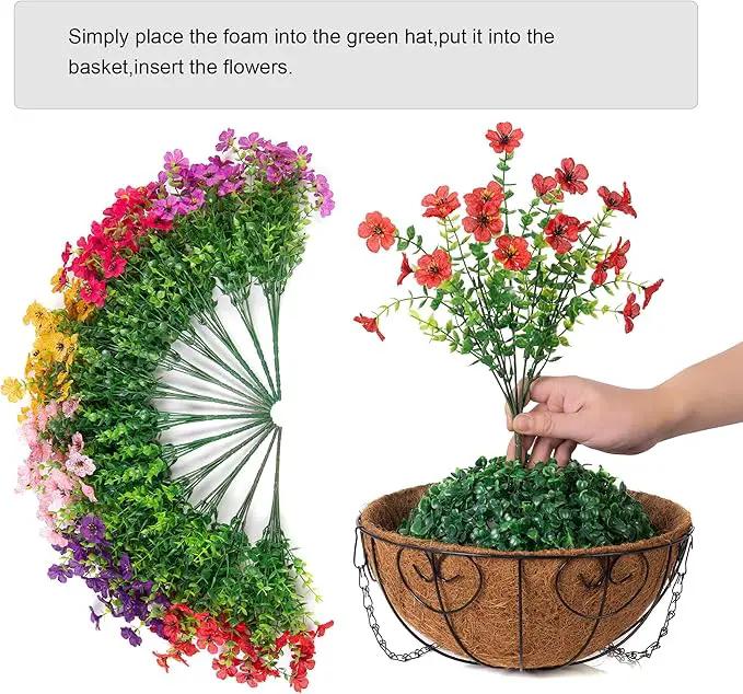 Artificial Fake Hanging Plants Flowers with Basket Outdoor Decor Faux Silk Dasiy Flower Arrangements in Pot Planter for Porch Home Indoor Patio Garden Yard Decoration by GreenHaven Gardens