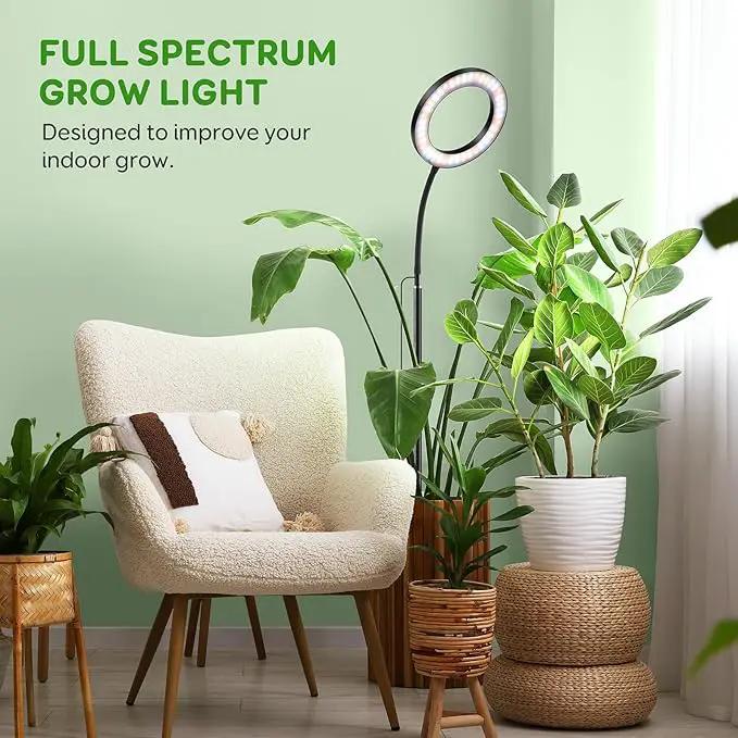 One Head Grow Lights for Indoor Plant Full Spectrum, Plant Lights for Indoor Growing with 3/9/12 Timer, 5 Dimmable Levels,Height Adjustable 16.5''-61",Strong Base for Large Plants Happy Light by GreenHaven Gardens