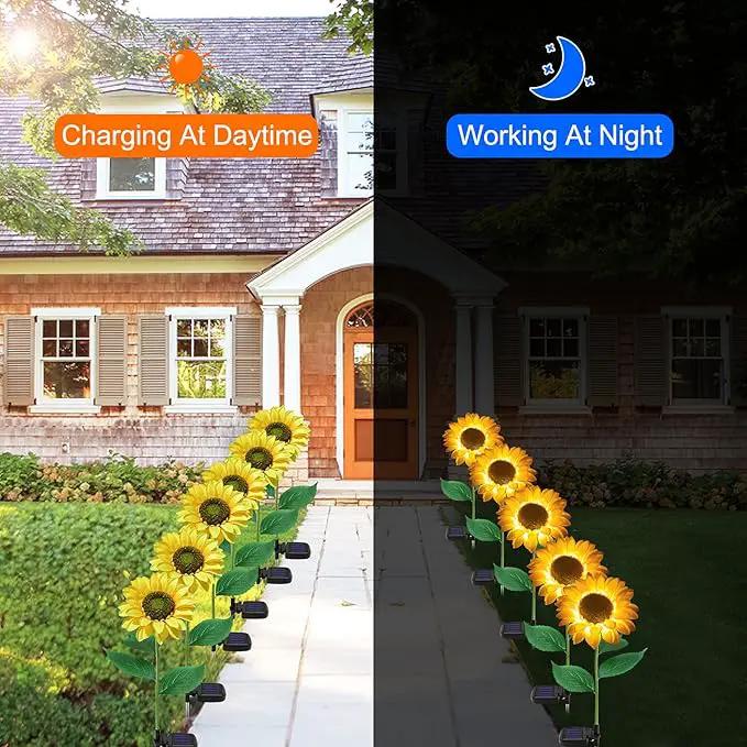 TYNLED Sunflower Solar Garden Lights, 2 Pack Outdoor Solar Powered Garden Stake Lights Waterproof Decoration Flower Landscape Lights for Garden Patio Pathway Backyard by GreenHaven Gardens