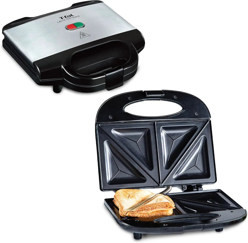 T-fal Compact Sandwich Maker, Stainless Steel, Easy to Clean, Indicator Lights, Cool Touch Handle, Grilled Cheese, Panini, 625 Watts, Black by GreenHaven Gardens