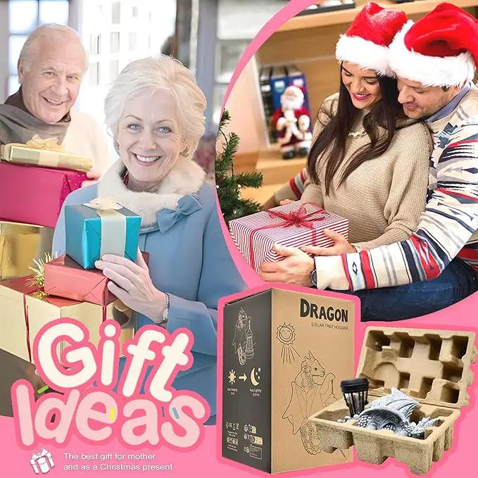 Goodeco Dragon Tree Hugger Solar Lantern Garden Statue - 9.3 Inch Resin Dragon Decor for Outdoor, Perfect Garden Gift & Yard Decor by GreenHaven Gardens