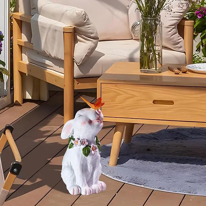 Solar Bunny Easter Garden Outdoor Decor, Large Outside Lawn Rabbit Animal Ornaments for Patio Clearance Balcony Yard, Easter Gift to Mom Women Birthday Mother's Day by GreenHaven Gardens