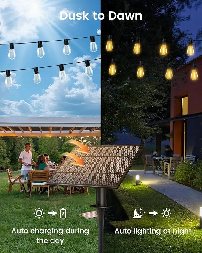 Torkase 100FT LED Outdoor String Lights with 25+2 S14 Shatterproof Bulbs, Commercial Grade Waterproof Patio Lights for Cafe Backyard Deck by GreenHaven Gardens